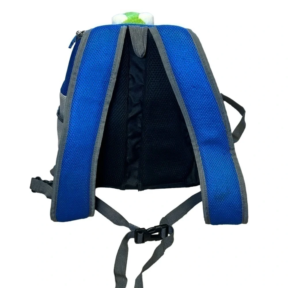 SMALL PET CARRIER BACKPACK BLUE SILVER MESH + WAIST STRAP